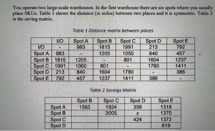Routing You operate two large-scale warehouses.