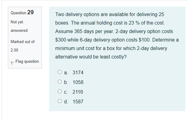 Two delivery options are available for delivering