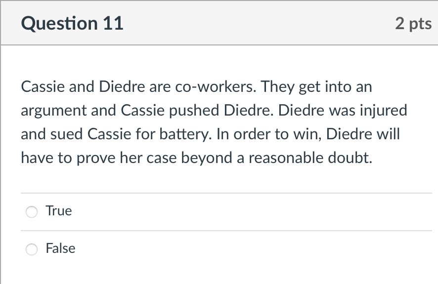 BUS LAW QUESTION 11 PLEASE ANSWER ASAP Question
