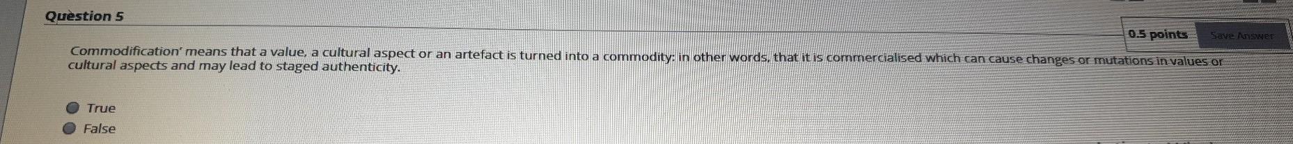 Question 5 0.5 points Save Answer