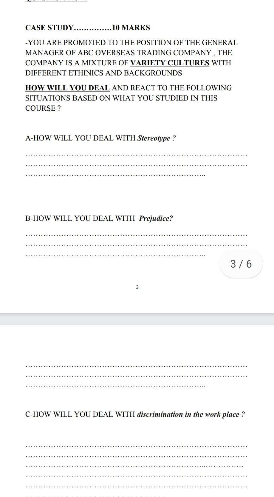 CASE STUDY. ...........10 MARKS -YOU ARE PROMOTED