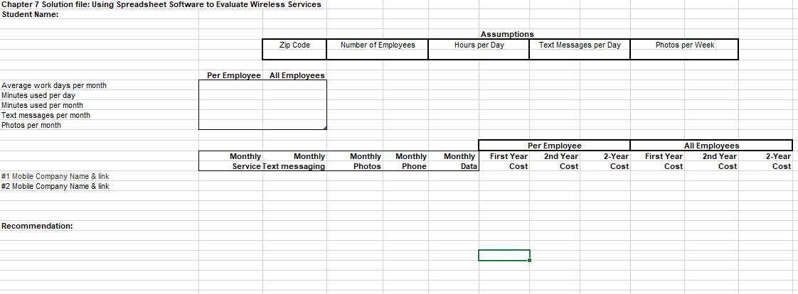 PLEASE PUT ANSWERS IN SPREADSHEET FORMULA Excel