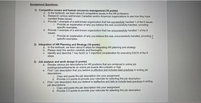 1) Competitive issues and human resources