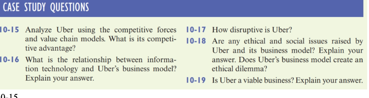 Answer 10-17 - 10-19 0-15 Analyze Uber using the