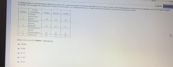 3 points A clothing chain is considering two