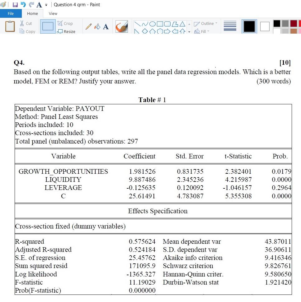 Question 4 qrm - Paint File Home View % cut Crop