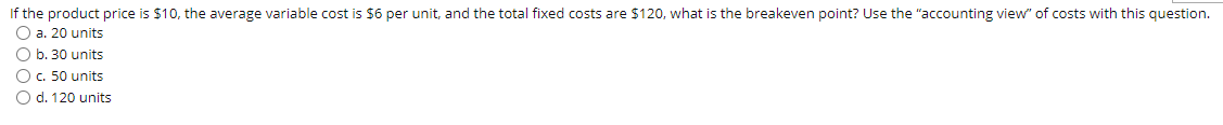 If the product price is $10, the average variable