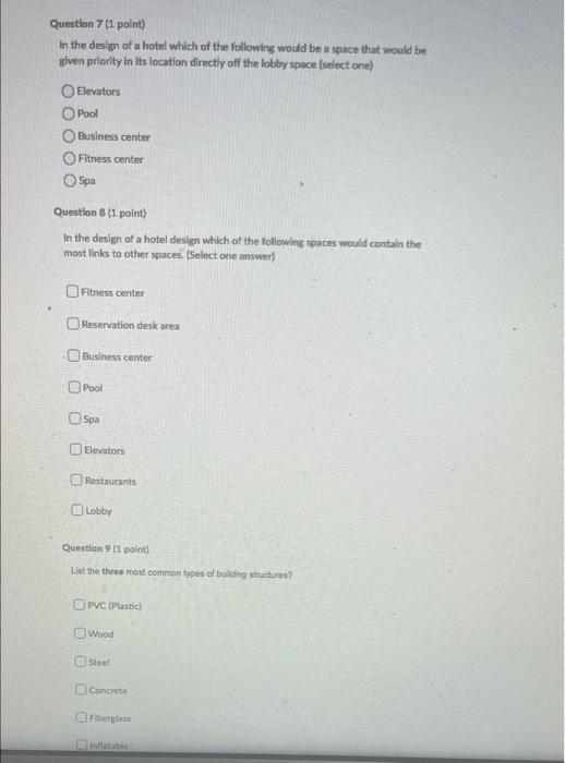 please answer #7-9 thanks Question 7 (1 point) In