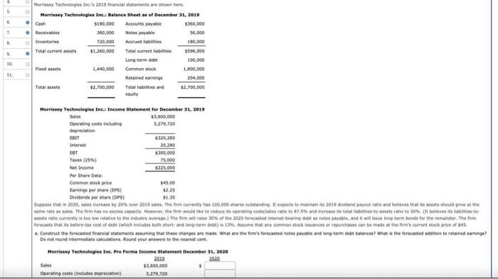 & Morrissey Technologies in 2019 ficancial