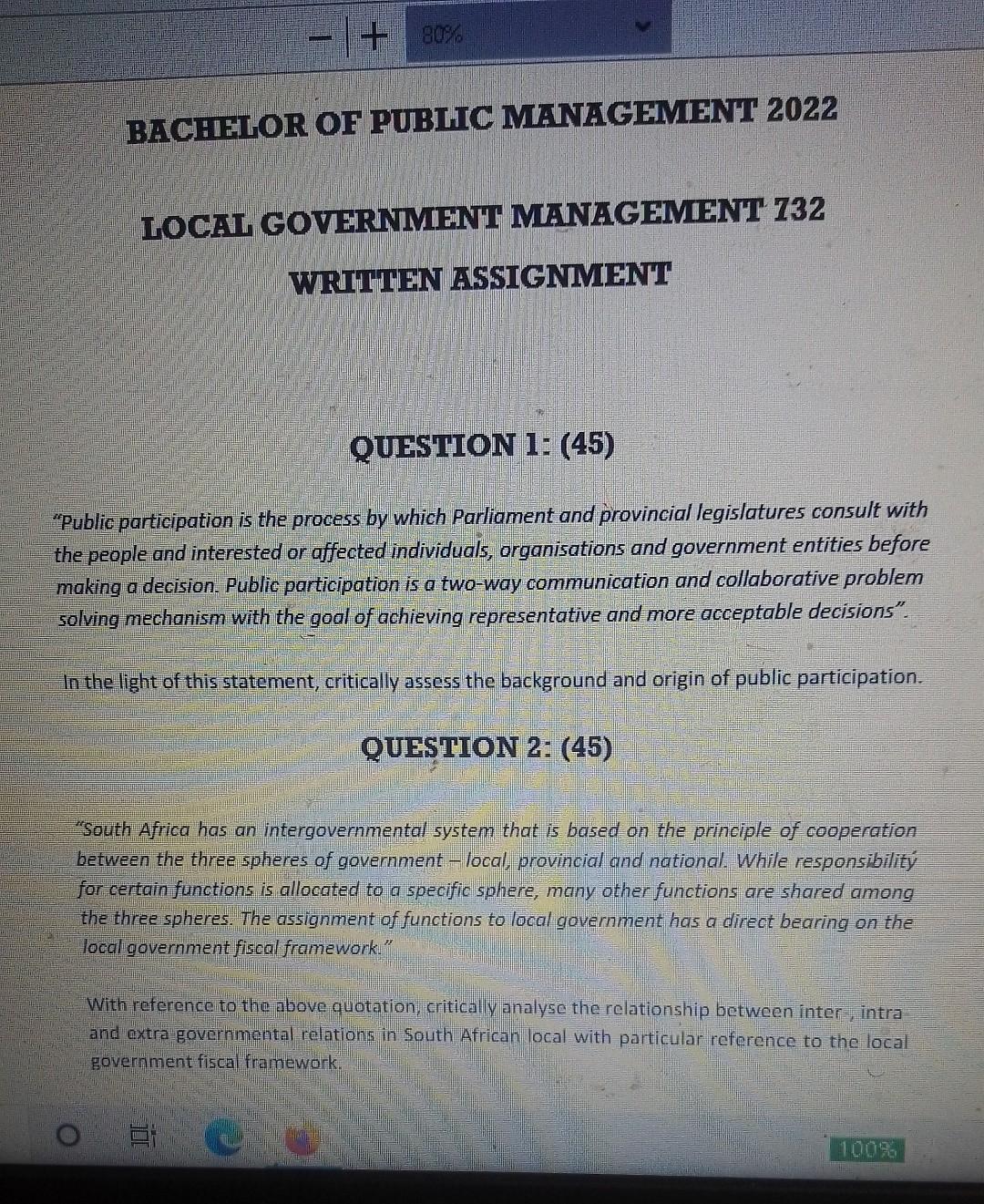 + 80% BACHELOR OF PUBLIC MANAGEMENT 2022 LOCAL