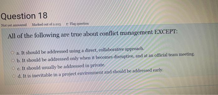 Needed asap without explanation Question 18 Not