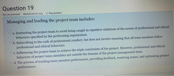 Needed asap without explanation Question 18 Not