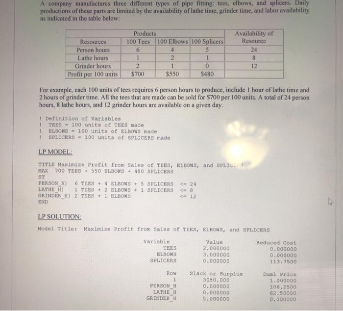 A company manufactures three different types of