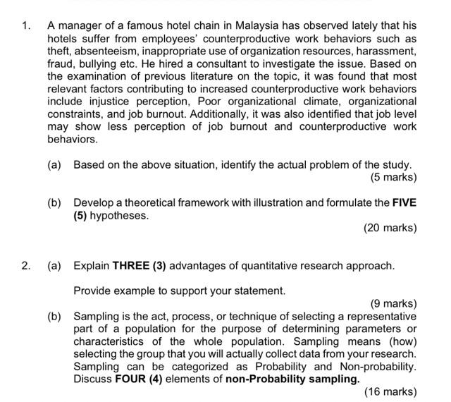 1. A manager of a famous hotel chain in Malaysia