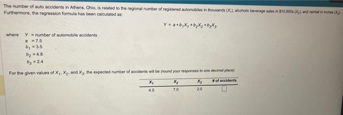 The number of auto accidents in Athens, Ohio, is
