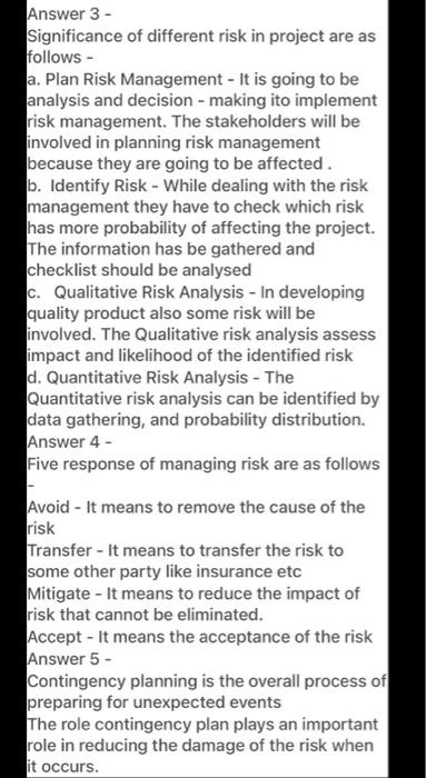 Kindly describe all potential risks and how they