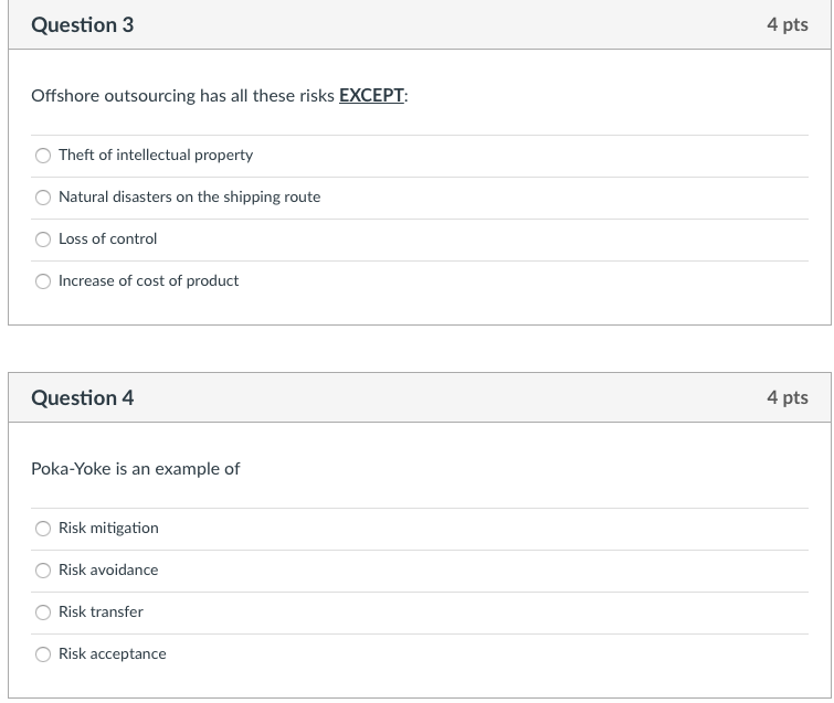 Question 1 4 pts Two business processes get