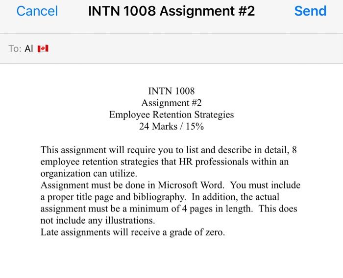 Cancel INTN 1008 Assignment #2 INTN 1008