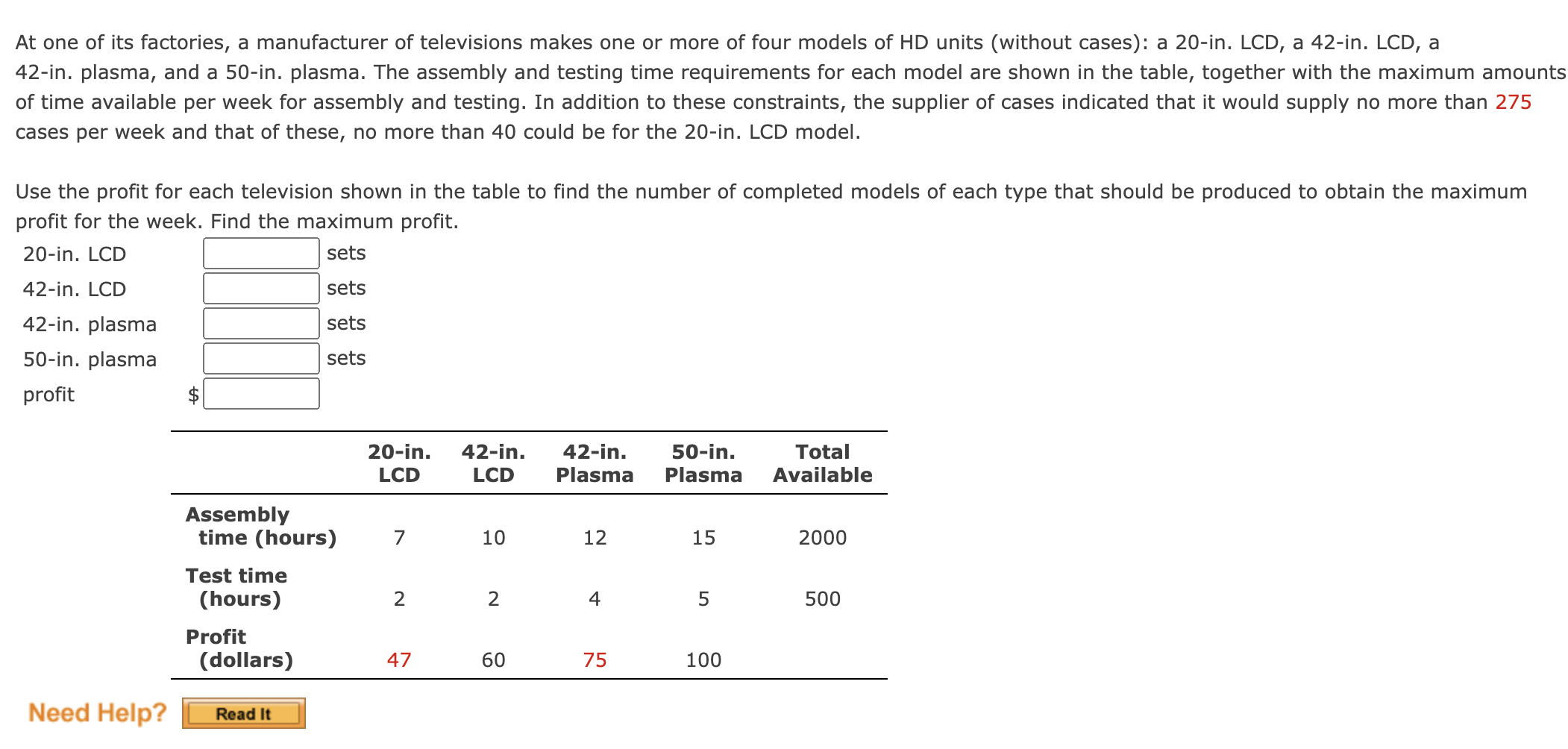 At one of its factories, a manufacturer of