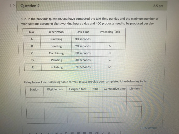 Question 2 2.5 pts 1-2. In the previous question,