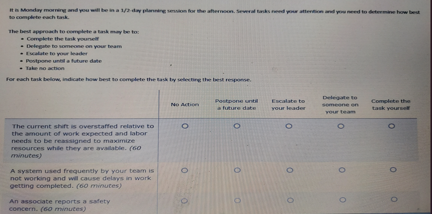 to complete each task. The best approach to