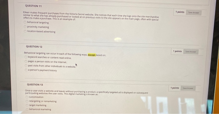 QUESTION 11 1 points Shre Ansner Eileen makes