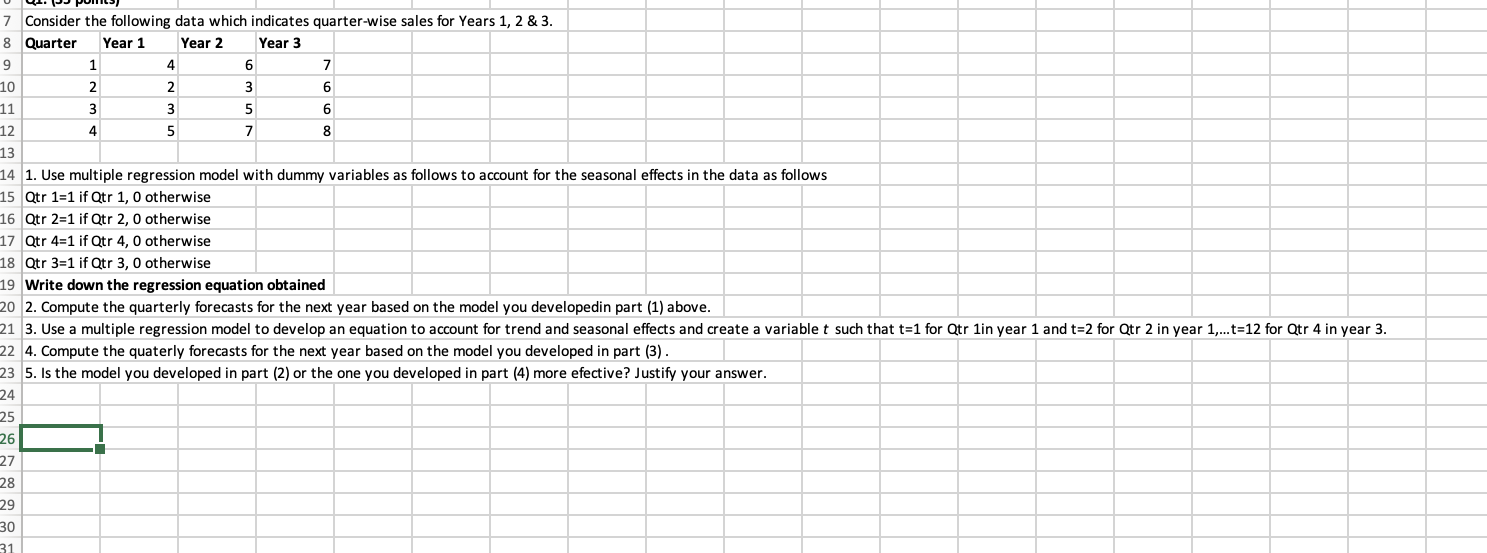 Please solve in Excel and show which functions