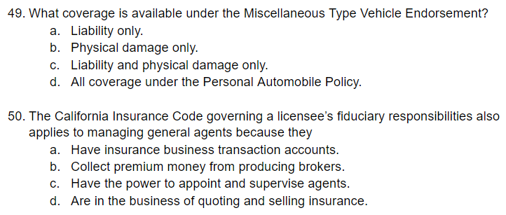 49. What coverage is available under the