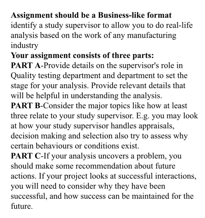 Assignment should be a Business-like format
