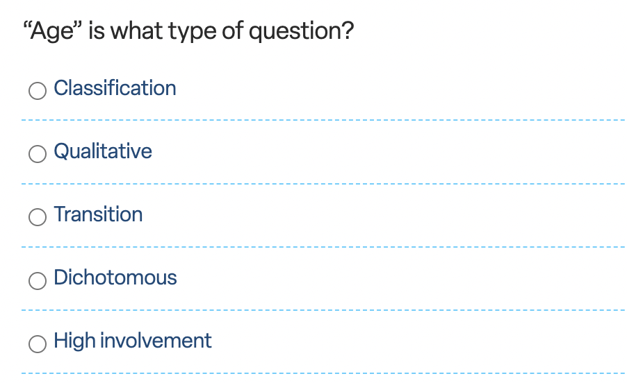 "Transition" questions are best placed where in a