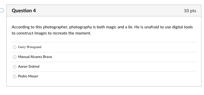 Question 3 10 pts A student of Manual Alvarez