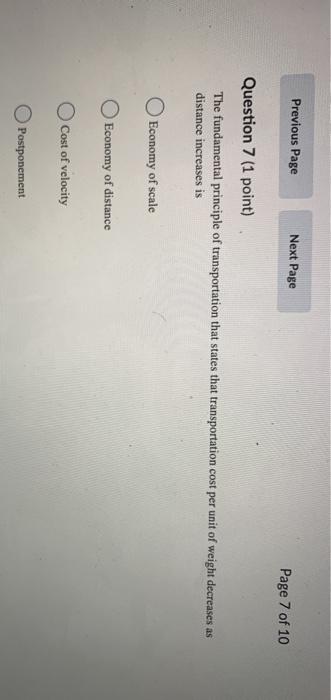 Previous Page Next Page Page 7 of 10 Question 7