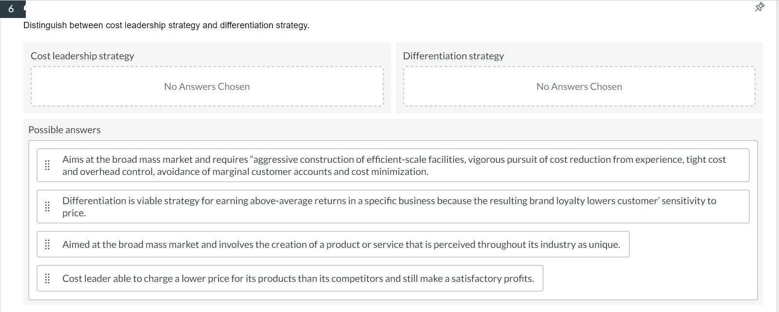 Course: Strategic Management Distinguish between