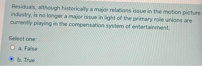 Residuals, although historically a major