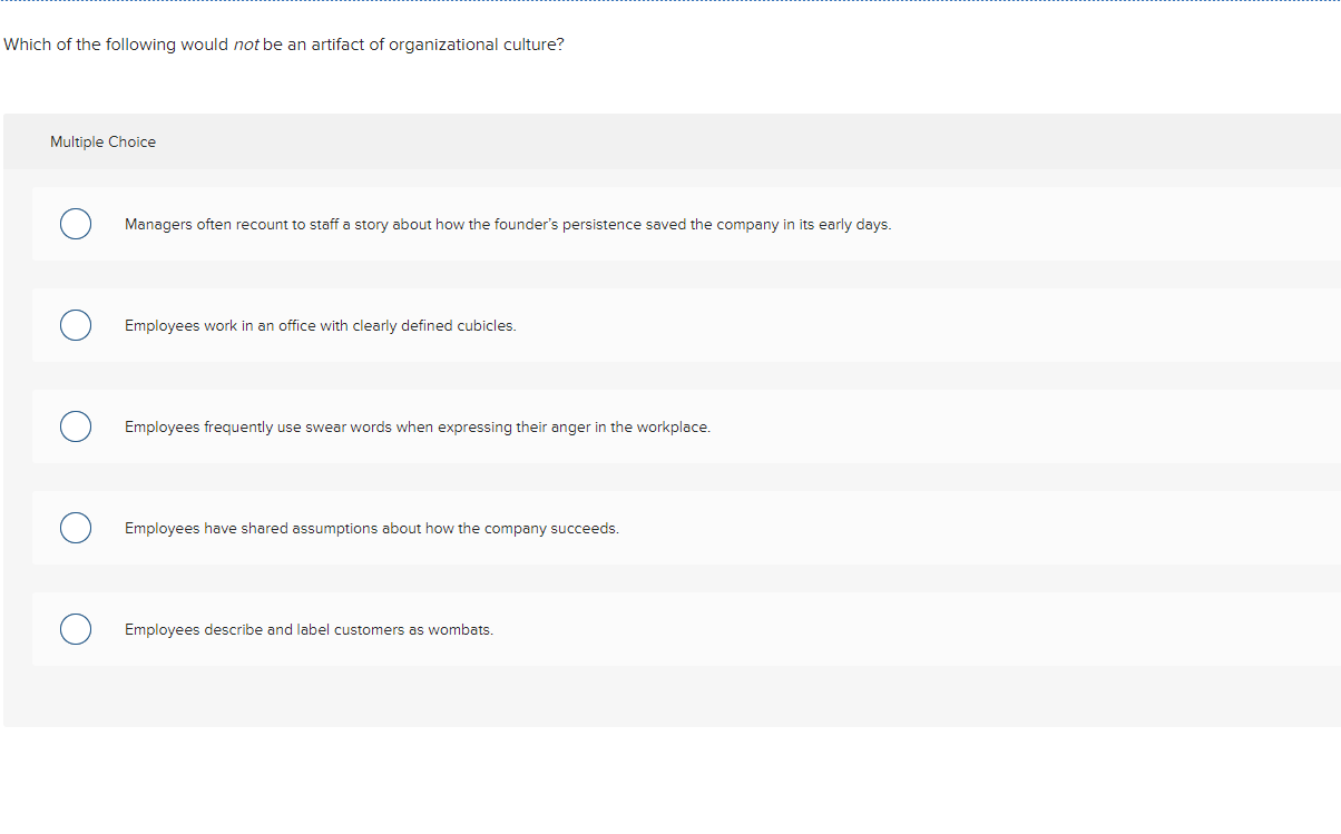 Which of the following would not be an artifact