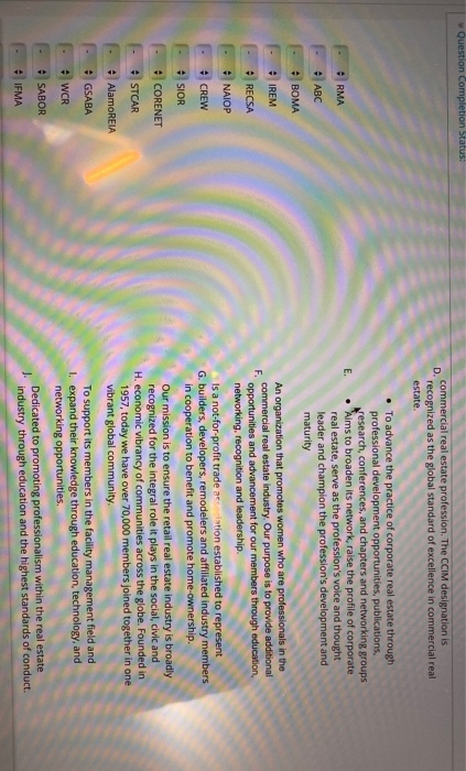 Not Question Completion Status: QUESTION 1 Match