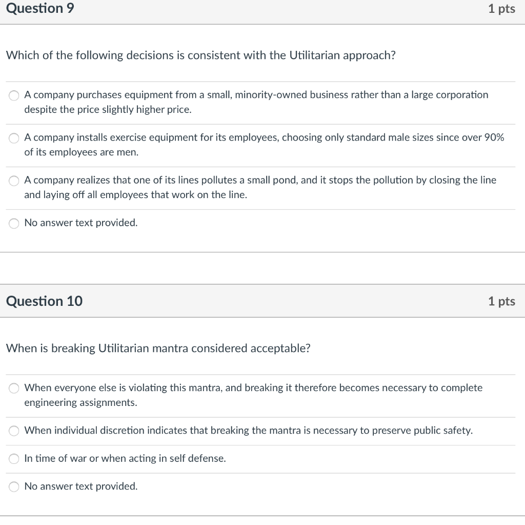 Question 9 1 pts Which of the following decisions