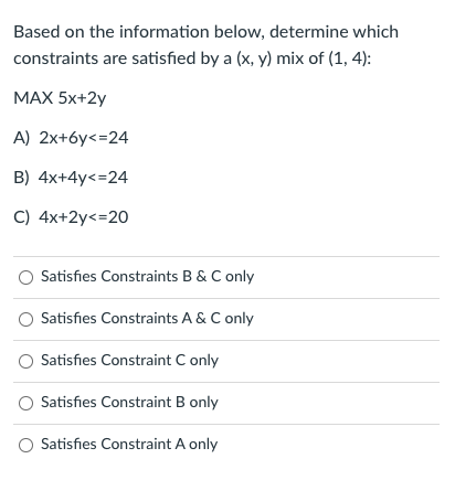 Based on the information below, determine which