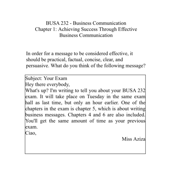 BUSA 232 - Business Communication Chapter 1: