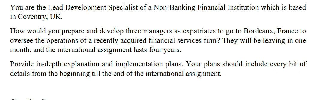 You are the Lead Development Specialist of a