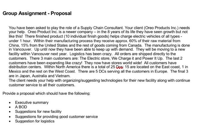 Group Assignment - Proposal You have been asked