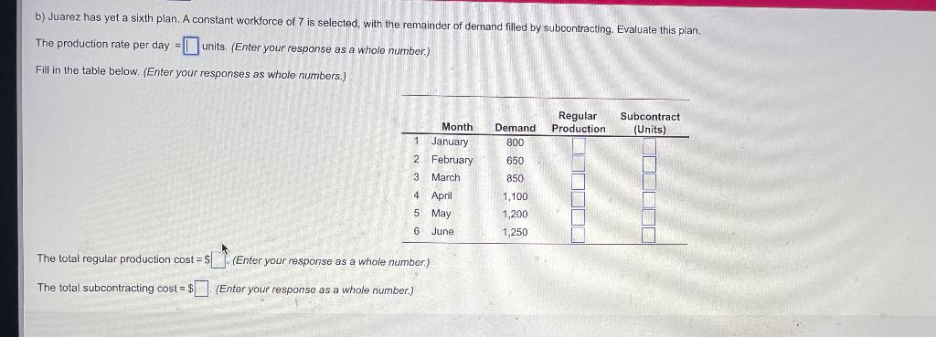 need help and please sow your work. b) Juarez has