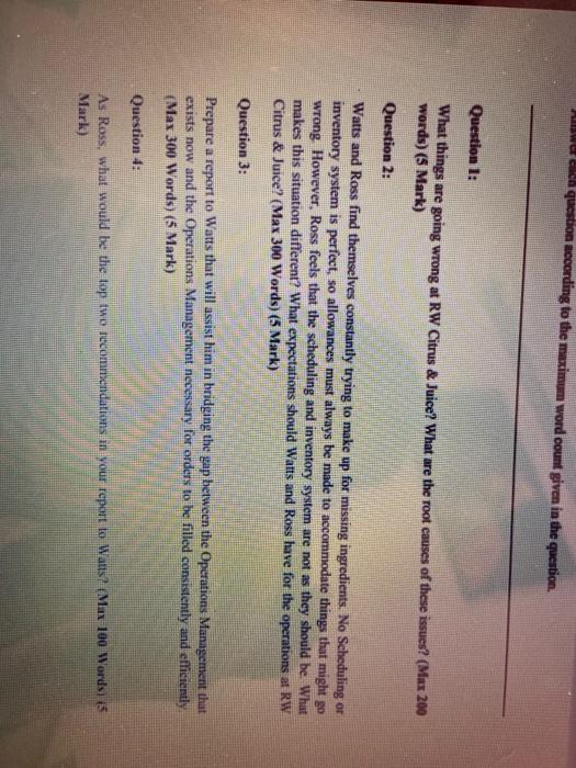 Auch question according to the maximum word count