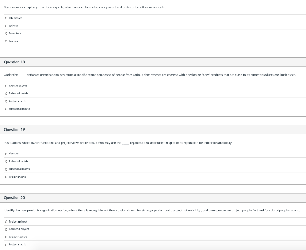 Team members, typically functional experts, who