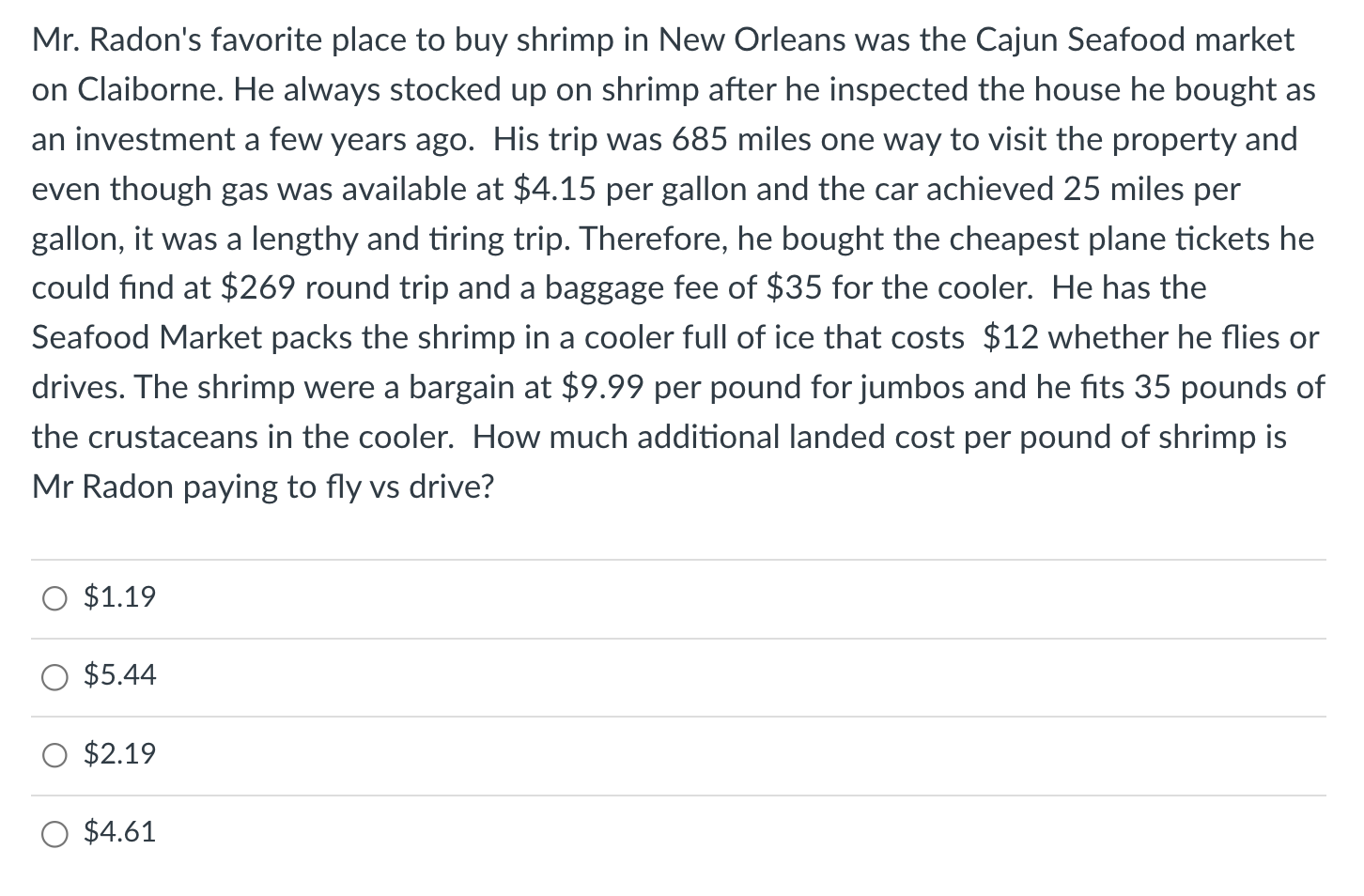 Mr. Radon's favorite place to buy shrimp in New