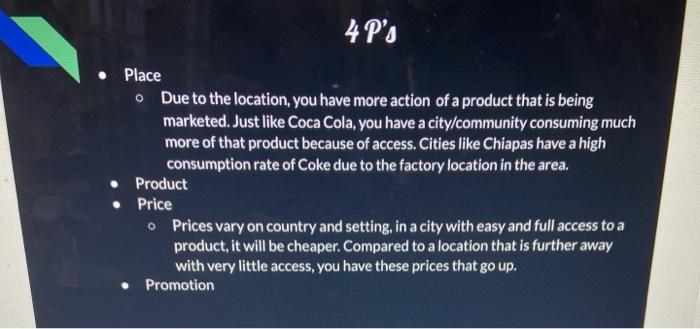 i need to find the 4 P's for Mexico. i need