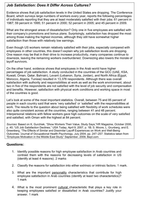 Organizational Behaviour Job Satisfaction: Does