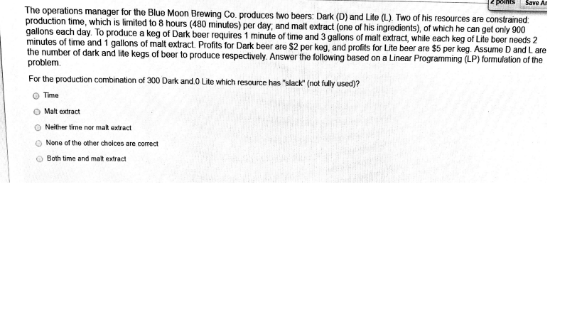 20 The operations manager for the Blue Moon