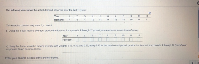 parts A through D please The following table