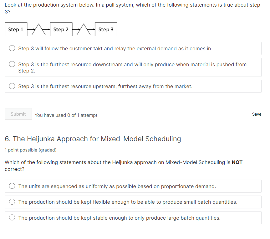 Look at the production system below. In a pull